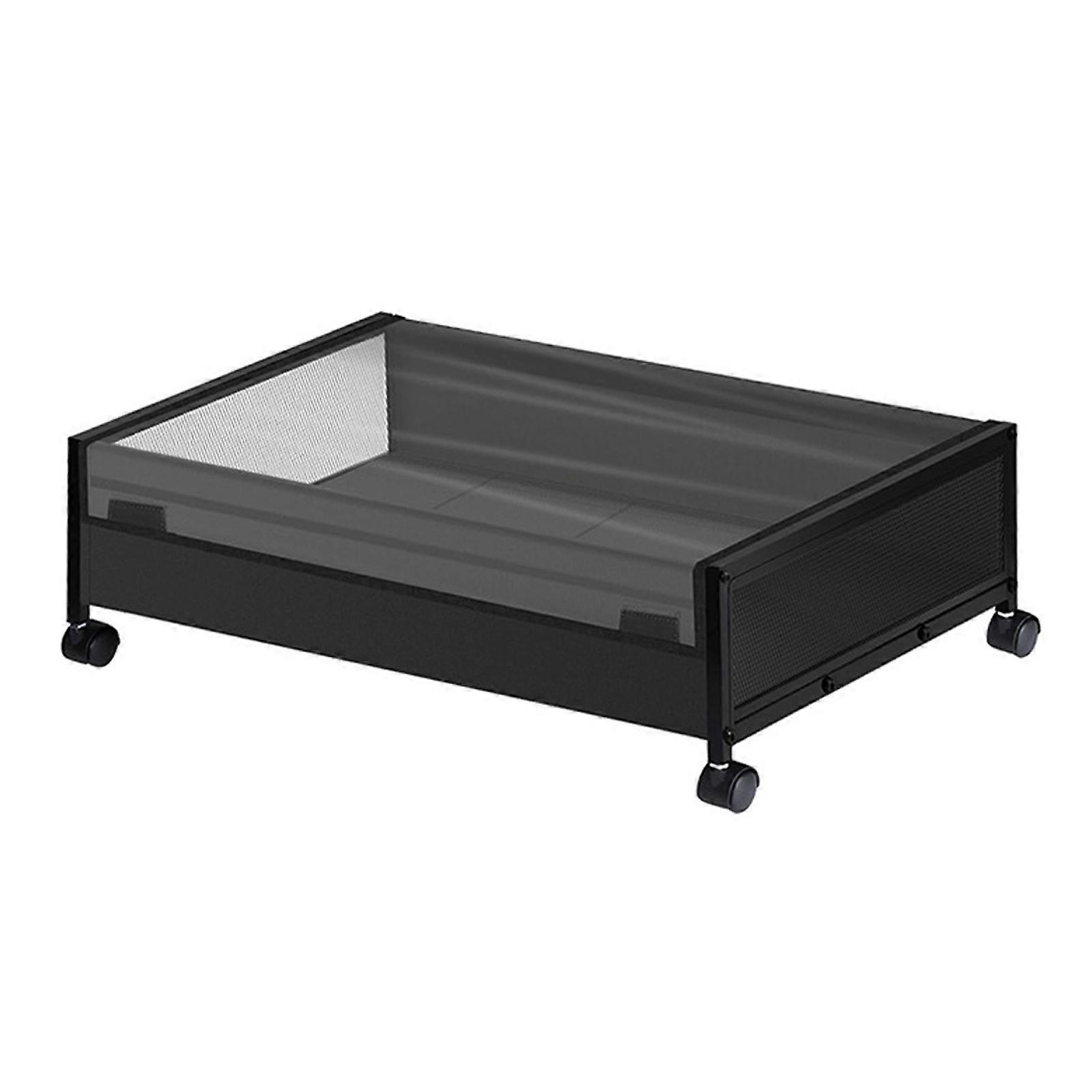Home Under Bed Storage Rack with 360-Degree Swivel Wheels Great Durability Metal Frame Handle Hollow Mesh Large Capacity Dustproof Cover Shoe Clothes