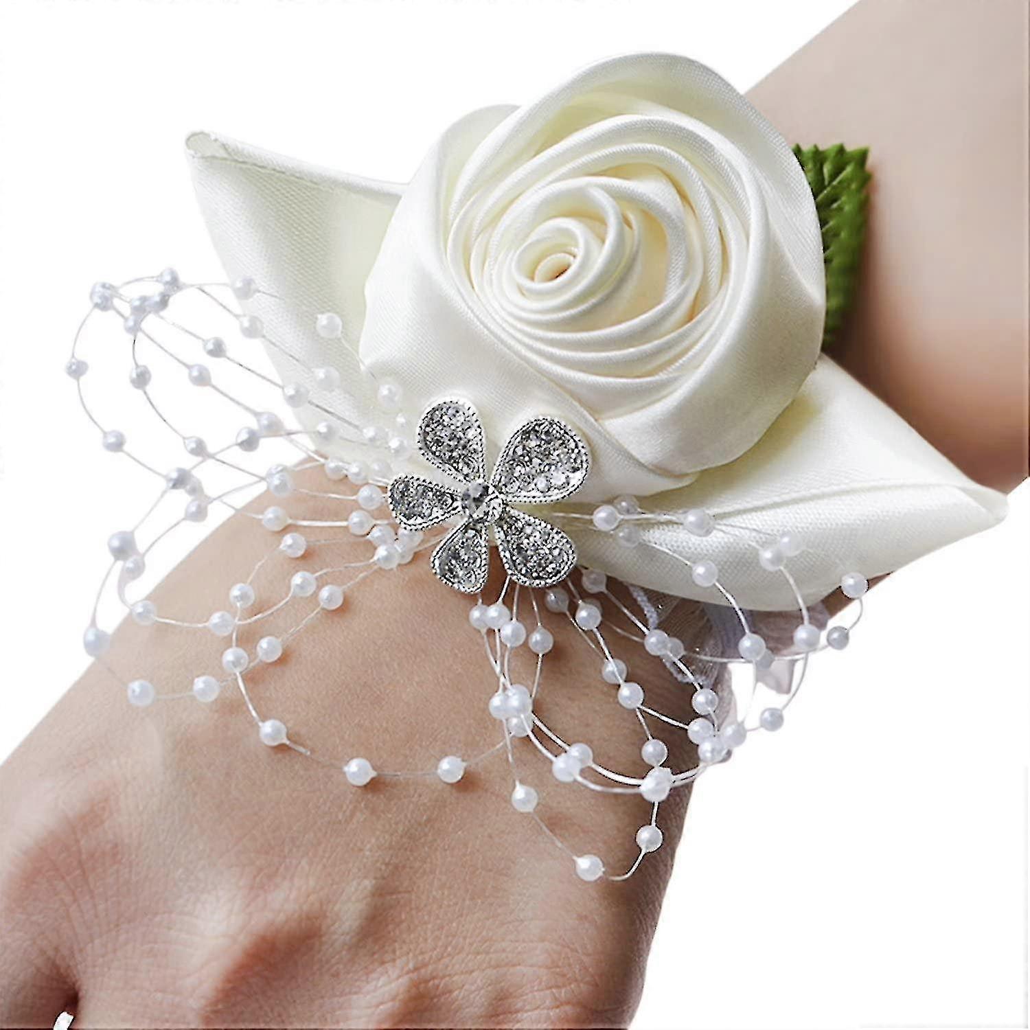 Wedding Wristband Bride Rose Bracelet Bridesmaid Floral Hand Chain Girl Elastic_fs