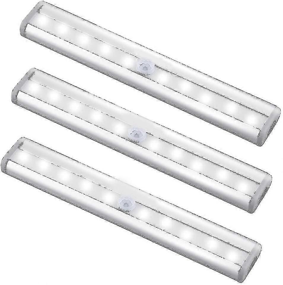 New Motion Sensor Light Bar, (10 Led, 3 Pack)  Wardrobe Wireless Lamp