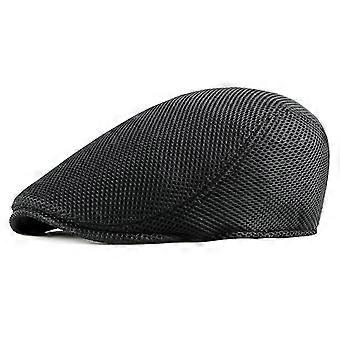 Primavera Verão Homens Mulheres Boinas Respiráveis Sólida Malha Oca Sombra Masculino Flat Top Fino Frente Cap Pintor Chapéu Kpop Rlasticidade A13