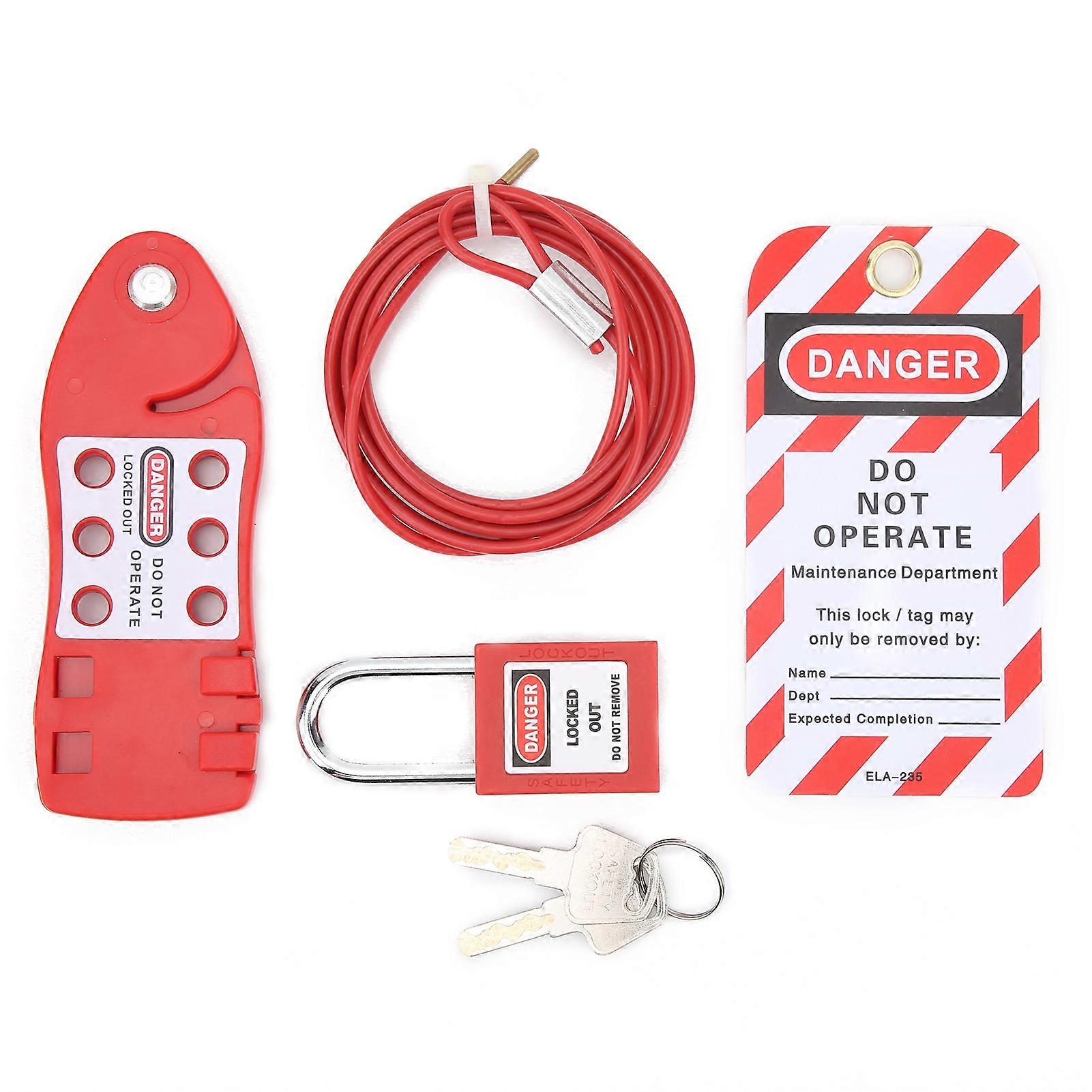 Cable Lockout Hasp Fish Shaped Red Adjustable Cable Diameter 4mm/0.16in Length 2m/6.6ft
