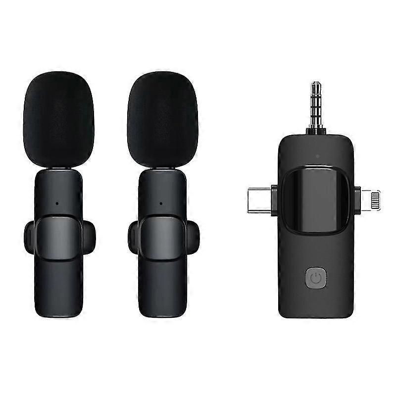 Micros-cravate sans fil 3 en 1 double microphone