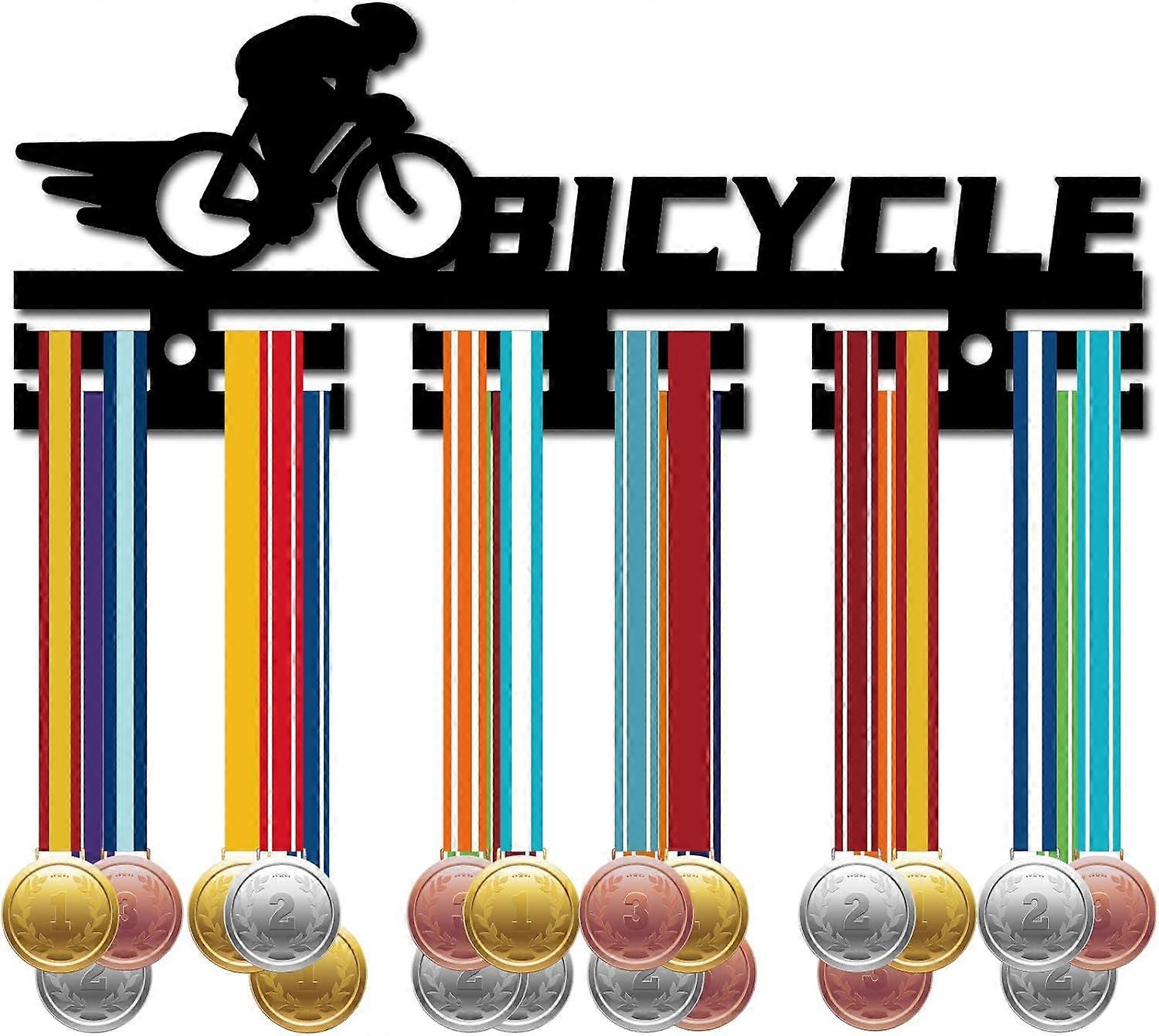 Bicycle Medal Hanger Display Cyclist Medal Display Rack Acrylic Wall-Mounted Medal Hook with 12 Separate Hooks Hang 0ver 40+ Medals for Triathlon Cycl
