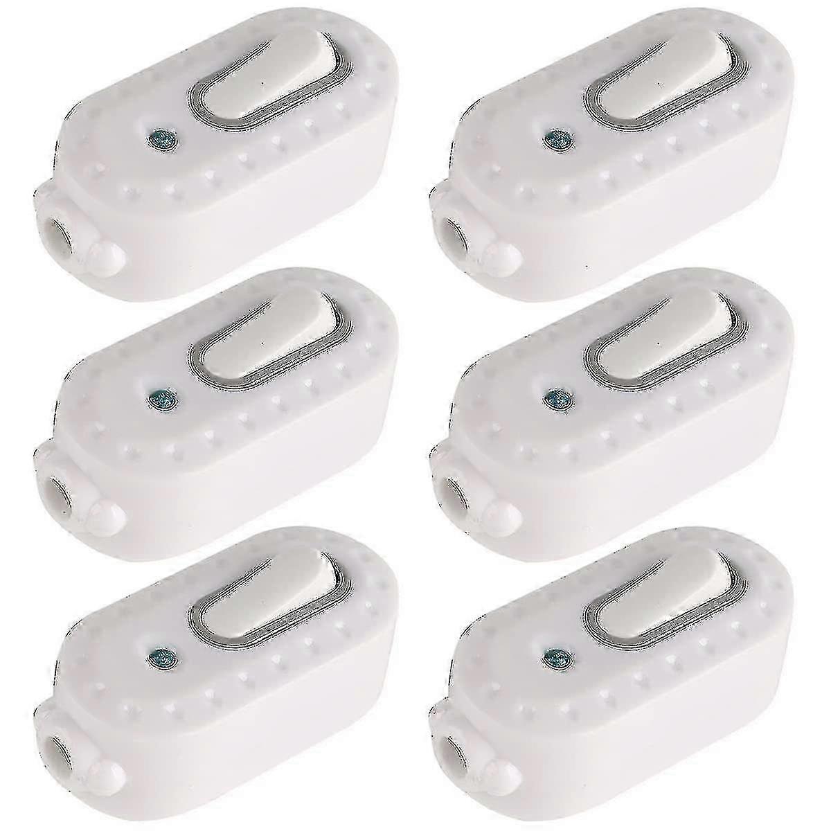 Interruptor bipolar, 6pcs 6a Compact Plastic On / off Toggle Led In-line Cord Light Switch with Indicator Light