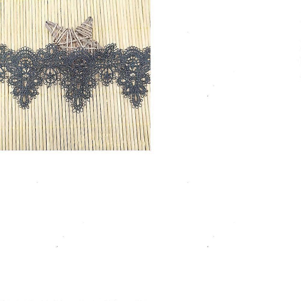 5 Yards Polyester Mesh Wavy Flower Ribbon Garment Accessories Slate Gray 2-1/2 inch(63mm)