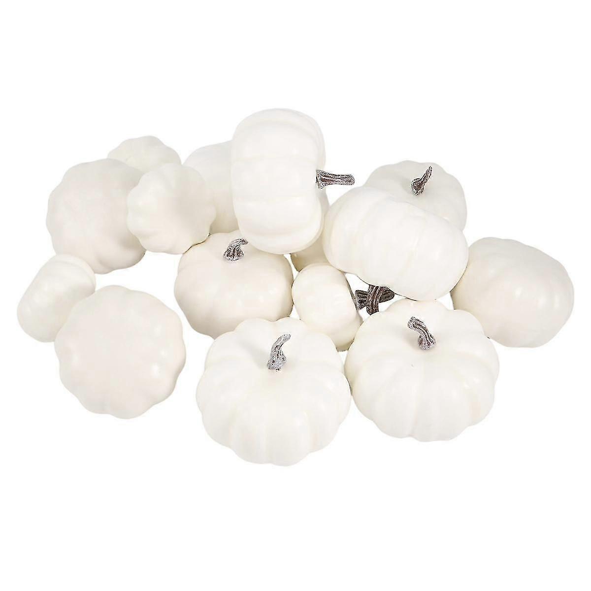 Fall Decor Artificial Pumpkins Fall For Home 15 Pcs Assorted Sizes Rustic Harvest White Pumpkins Ho
