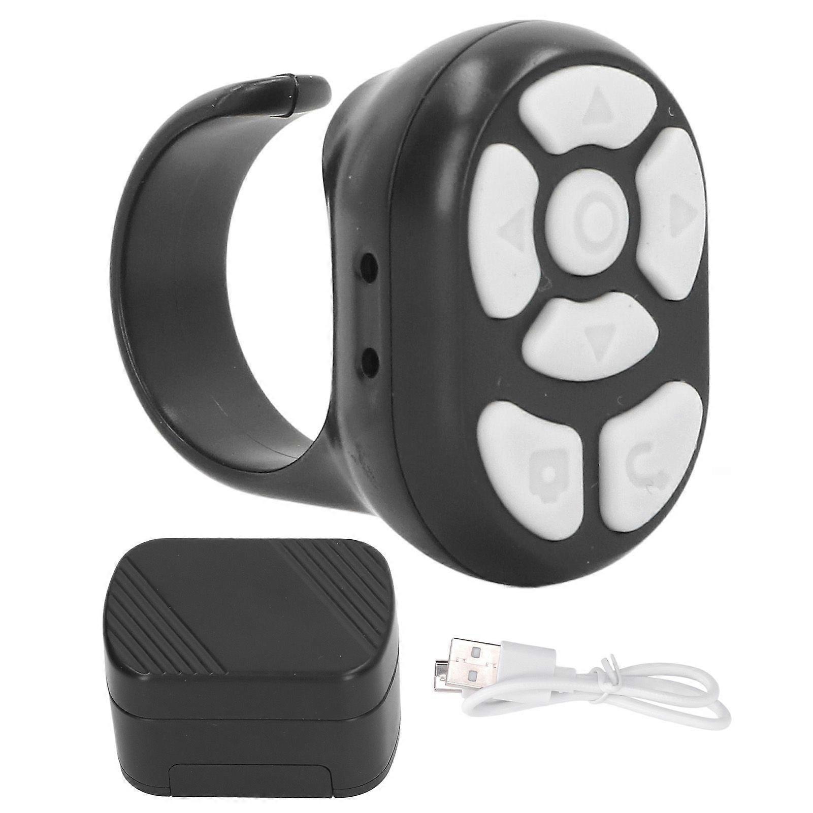 Bluetooth Remote Control Page Turner Remote Control Ring Clicker for Mobile Selfie Video Watch Novel Black