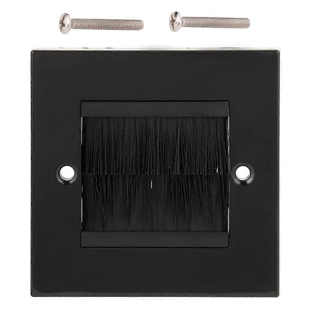 Dust Prevention Brush Cable Wall Plate Port Insert Cover Outlet Mount Panel (Black)