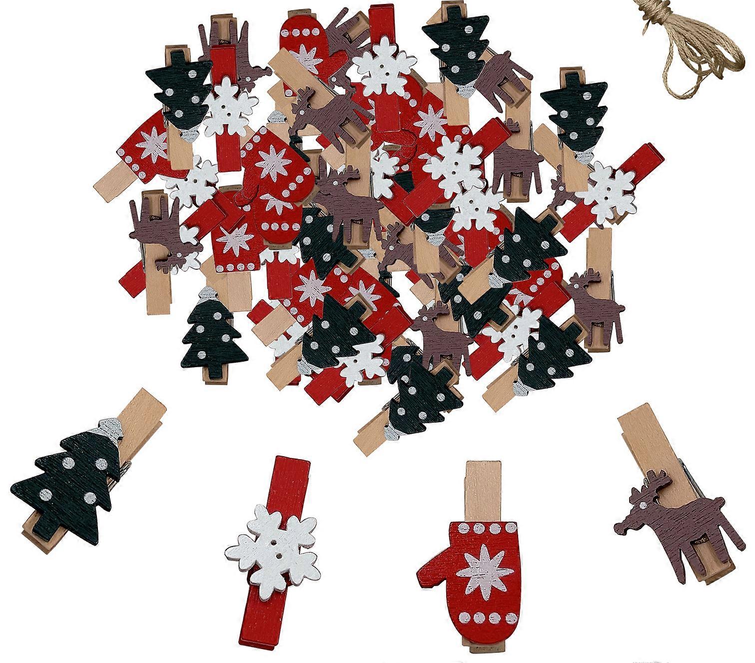 Creative Xmas Wood Clips Set for Picture Display