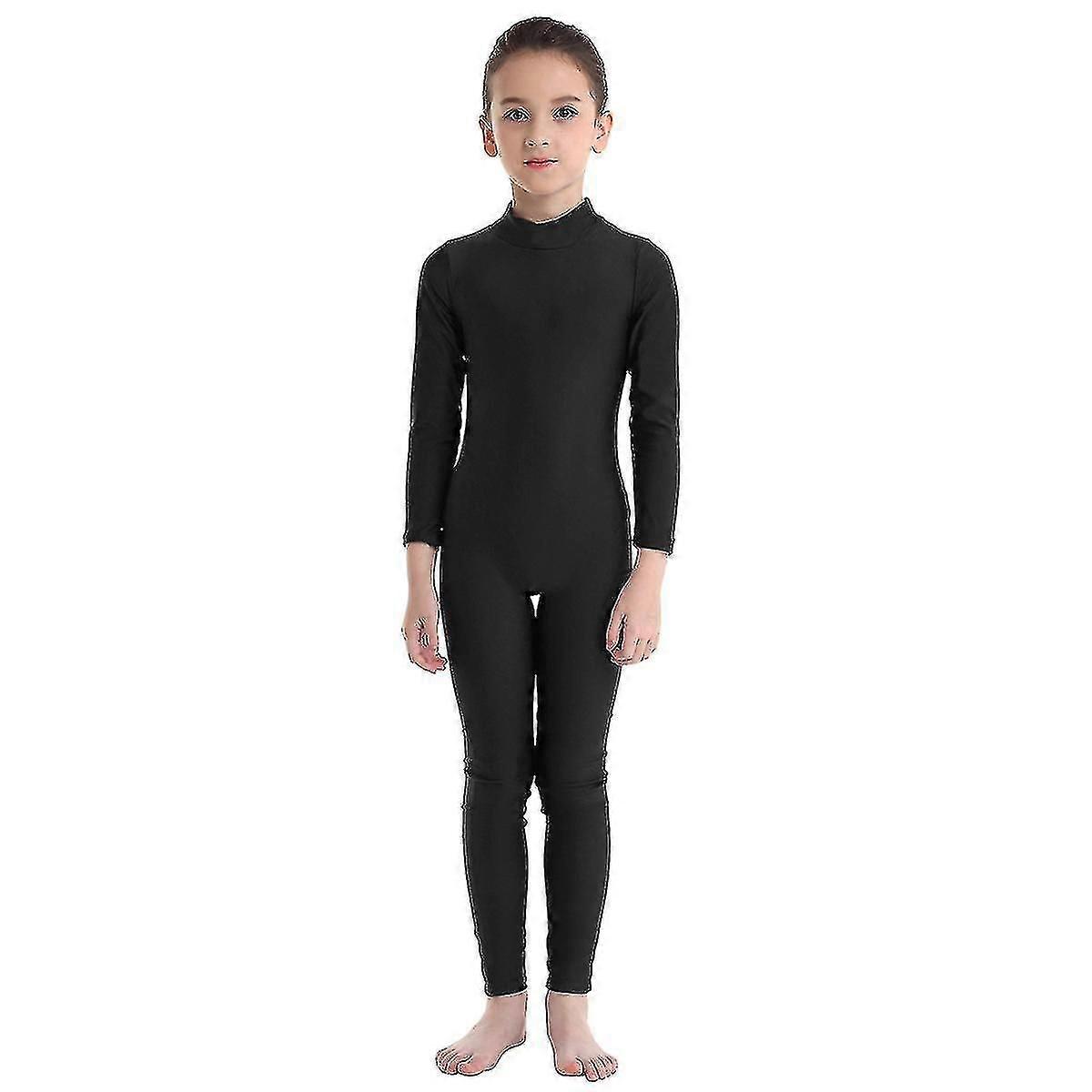 Barn Flickor Balett Leotards Gymnastik Unitards Barn Danskläder Helkropp Långärmad Dragkedja Dansklass Motion Jumpsuit