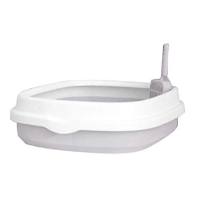 Pet Kedi Yavru Kedi Çöp Kutusu Kılıfı Oyuncak Tuvalet Tepsisi Kürek Anti-splash Ev Sandbox-Gri