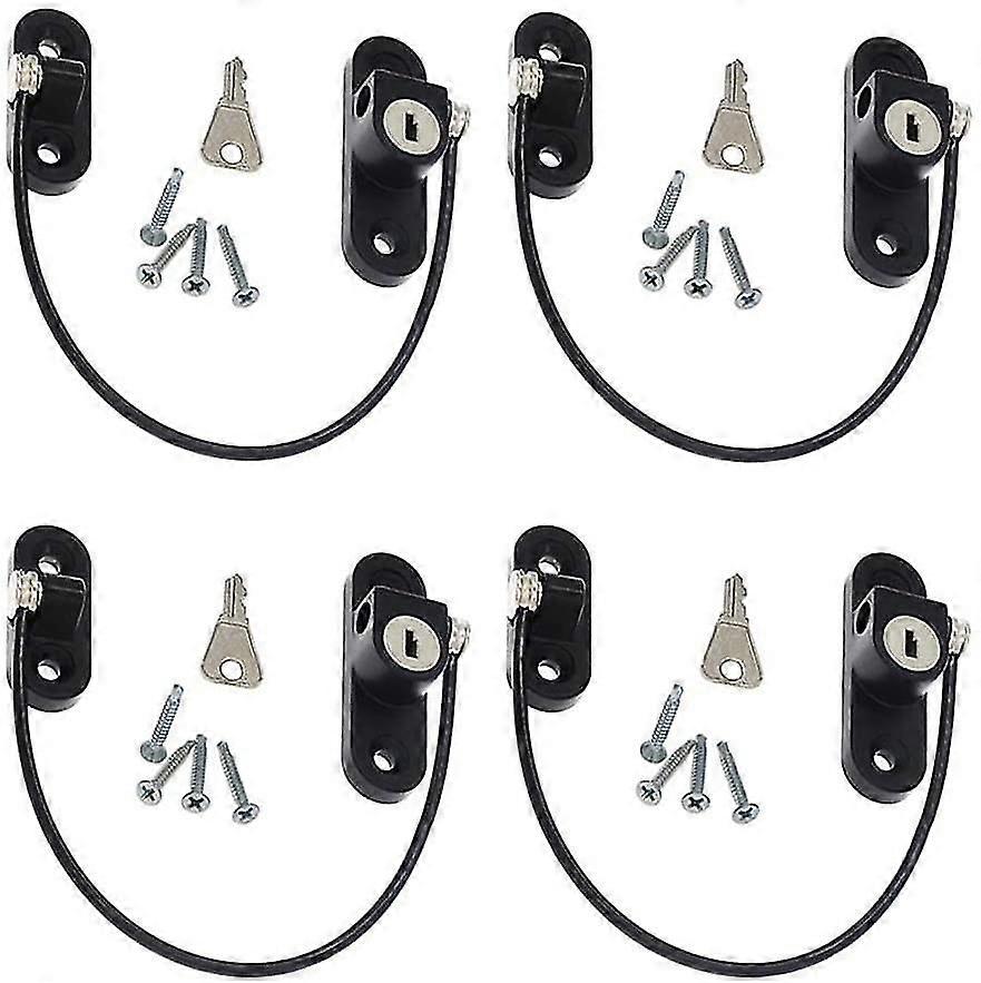 4 Pcs Security Window Lock, Window Security Door Lock With Key For Child