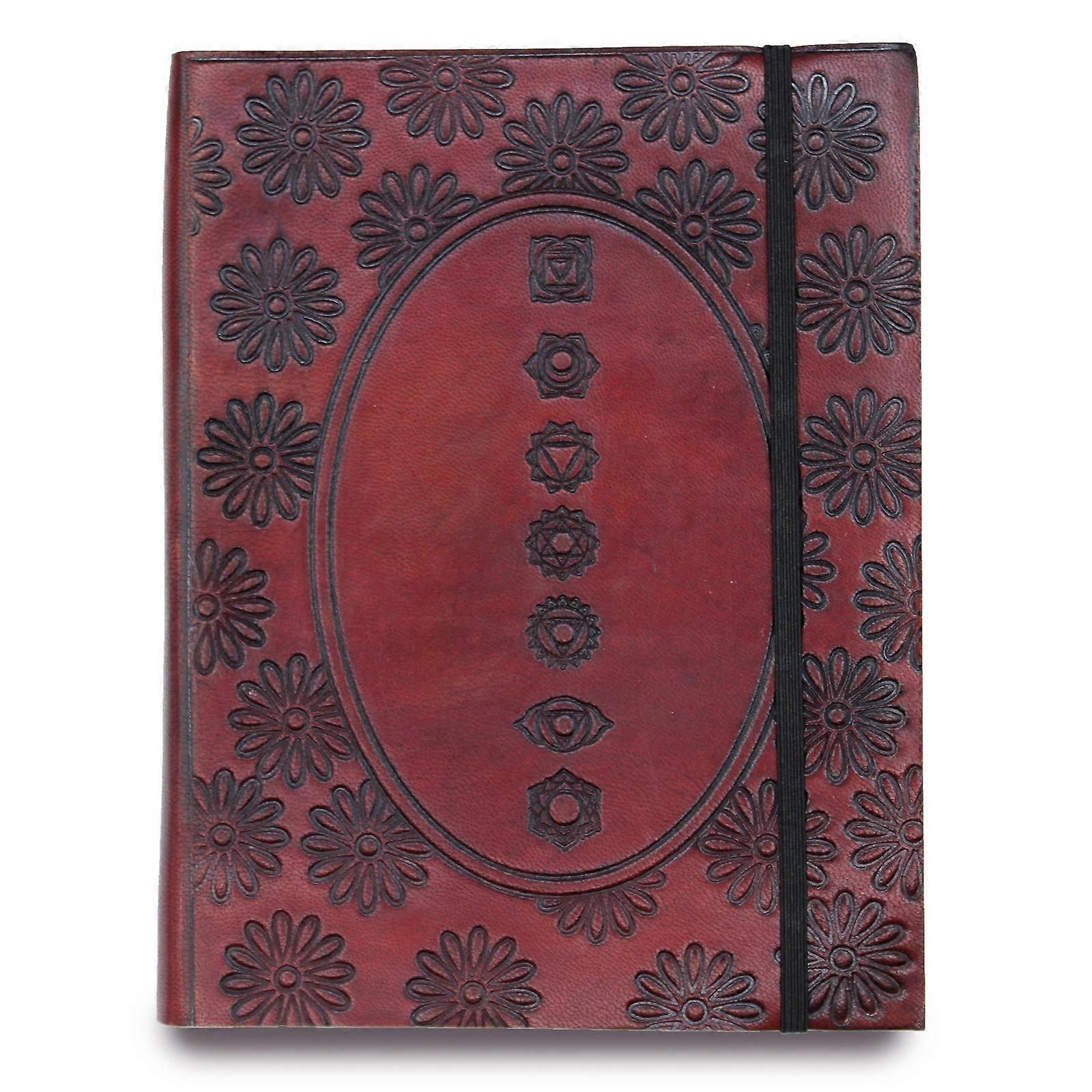 Medium Notebook with strap Chakra Mandala Vegetable Tanned Leather Notebooks