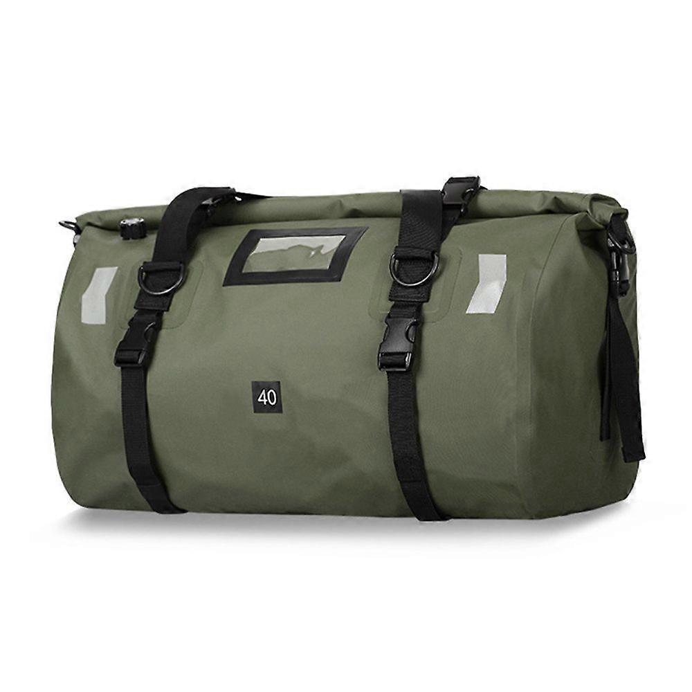 Motorcycle Dry Bag, Large Capacity Waterproof Duffle Bag with Roll Top Closure, Shoulder Straps, Reflective Design (Army Green, 40L)