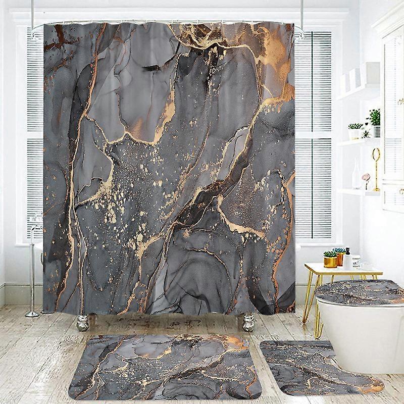 Printed waterproof shower curtain, polyester marble pattern shower curtain