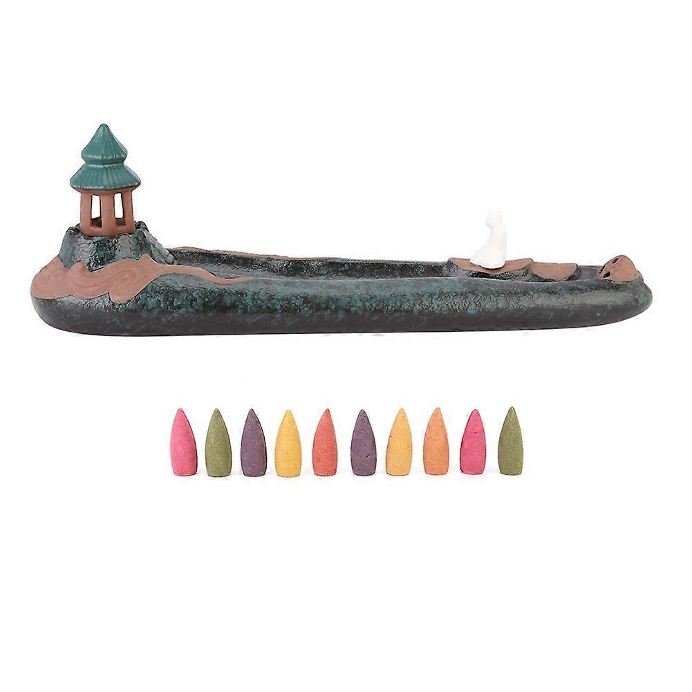 Backflow Ceramic Incense Holder Antique Zen Style Enlightenment Includes Incense Base Ceramic Backflow Burner Ornament