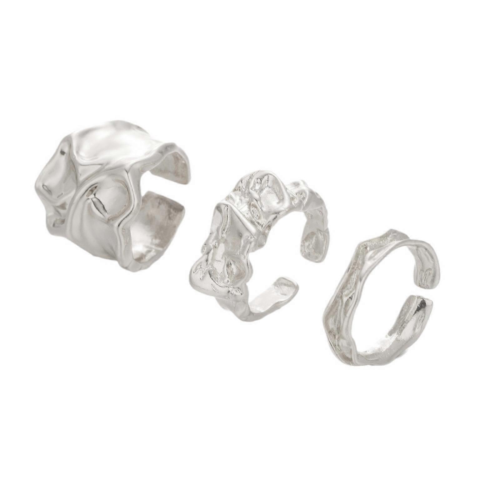 Multipurpose Minimalist Irregular Texture Rings Set 3 Pieces Modern Fashion Jewelry Accessory for Trendsetters