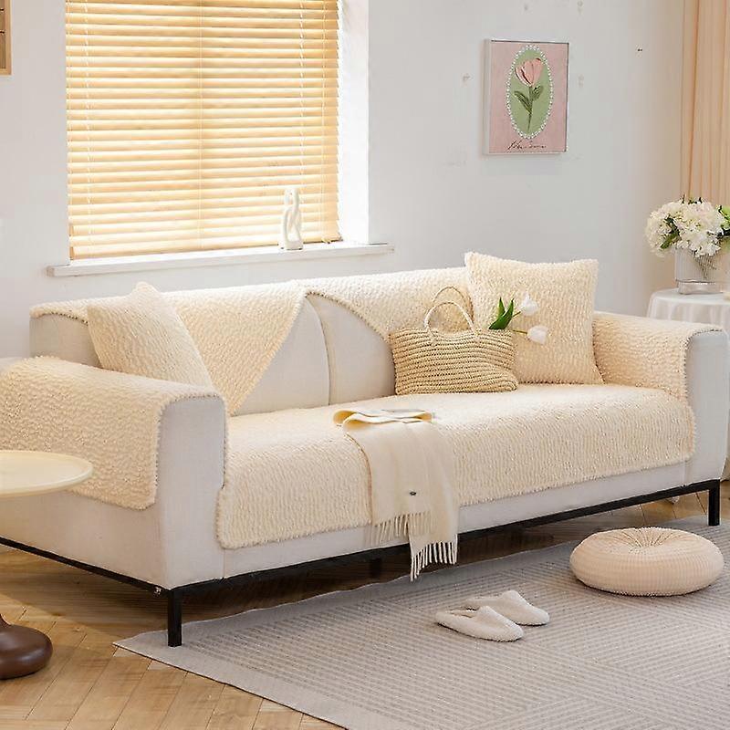 Plush Sofa Cover Soft Thick Quilted Plush Velvet Sofa Towel Universal Sectional Couch Cover for Living Room Anti-slip Slipcovers