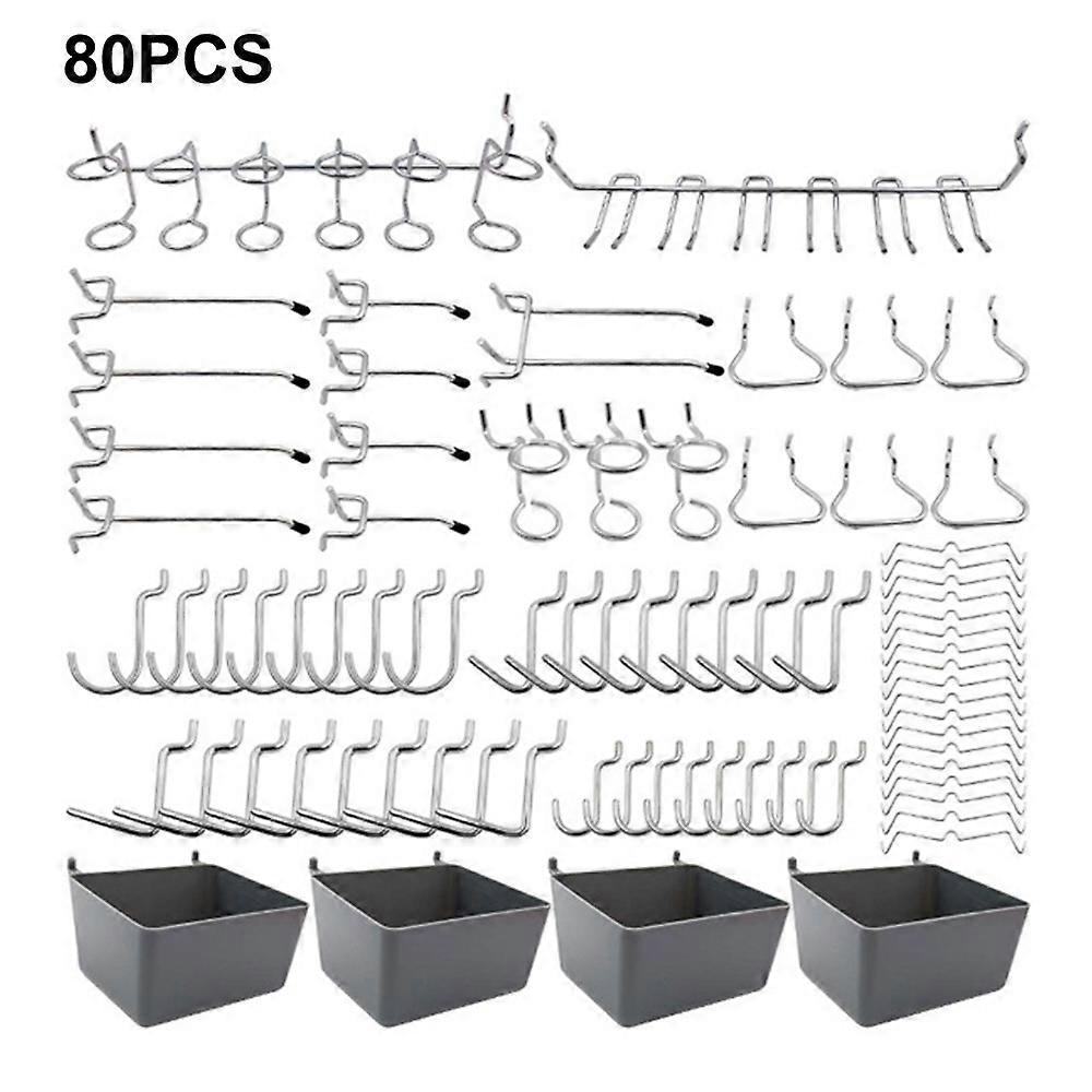 4 Storage Boxes with 80 Pegboard Hooks Multipurpose Wall Mount Organizer Tool Hanger Kit