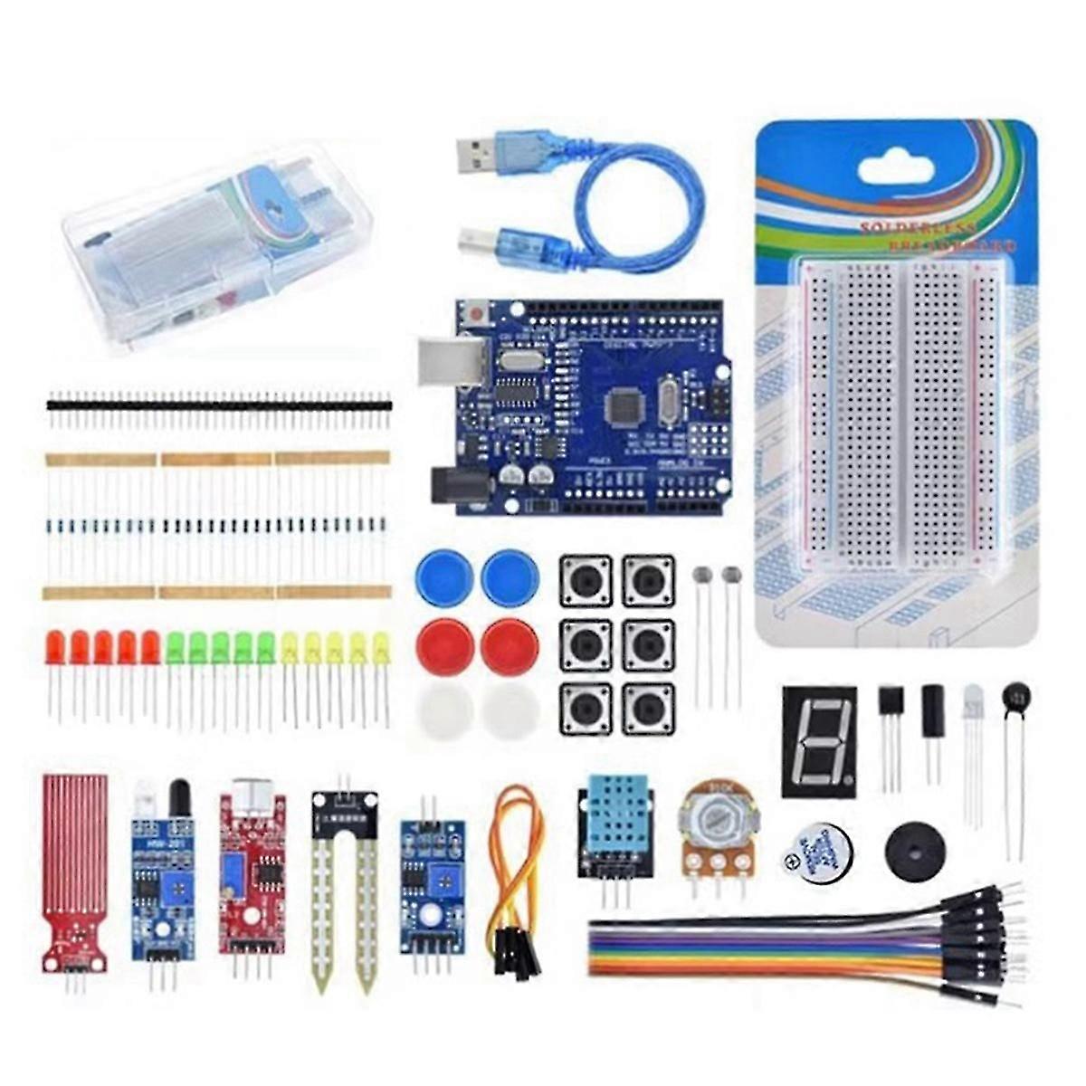 Voor R3 Development Board 400 Hole Kit Switch Breadboard Sensor Obstakel Avoidance Module LED Lights Loose Parts, B