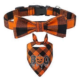 Adjustable Dog Collar with Removable Bow, Fall Fashion Pet Collars for Small Medium Large Dogs, Soft Cotton, Easy Maintenance