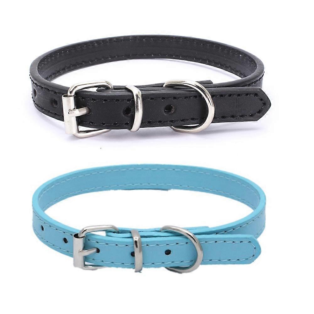 Handcrafted Pet Collar, Two Layers Leather, Chrome Buckle