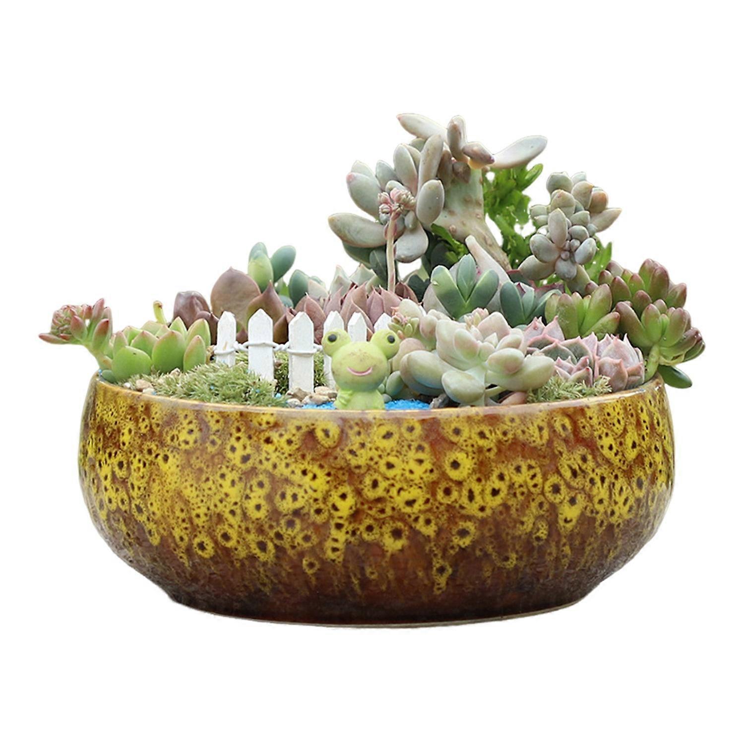 Ceramic Lotus Bowl Planter for Aquatic Plants Leak-Proof Hydroponic Flower Pot High-Temperature
