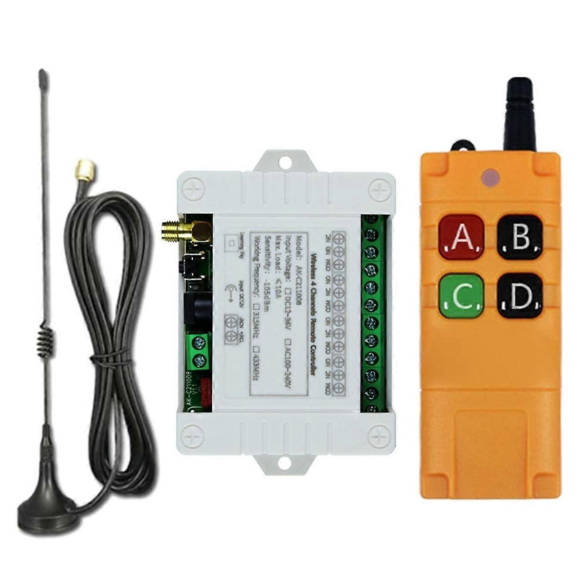 AC100-240V 4CH RF Wireless Remote Control Switch Receiver