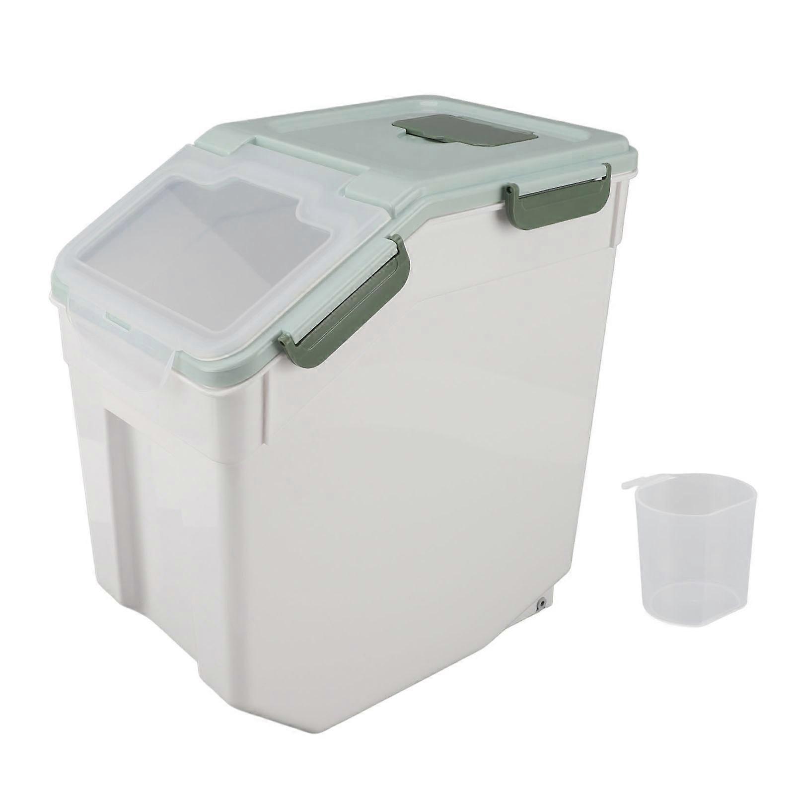Airtight Rice Container Thickened Rice Storage Bin with Easy Open Lid for Kitchen Grain Flour Snacks Mint Green 25kg / 55.1lb