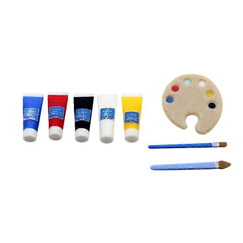 1/12 دمية الصباغ أنبوب الطلاء فرشاة لوحة نموذج دمية رسم الديكور