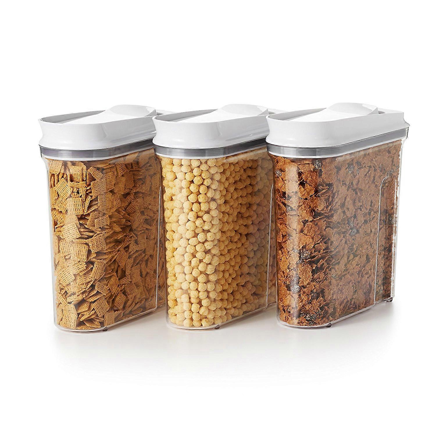 3-piece POP cereal dispenser set with good grip for kitchen storage