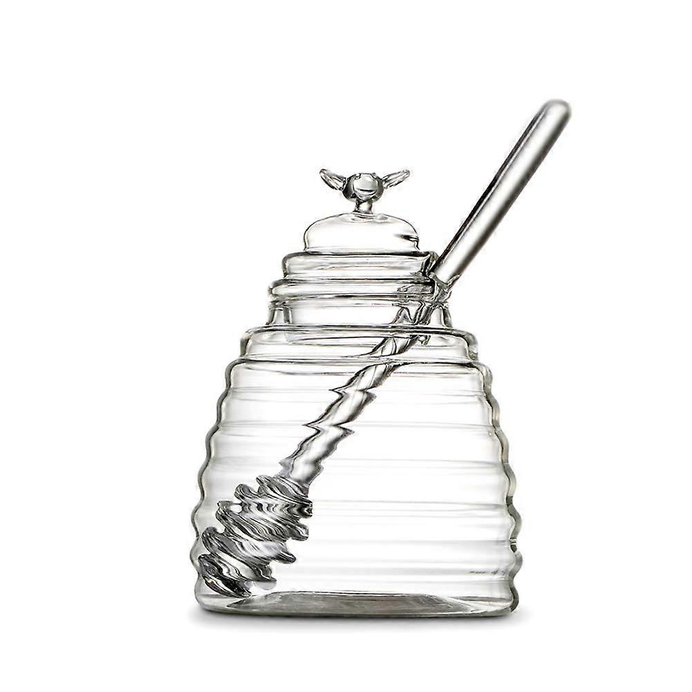 Clear Borosilicate Glass Honey Jar 16 Oz with Airtight Lid for Kitchen Storage and Organization