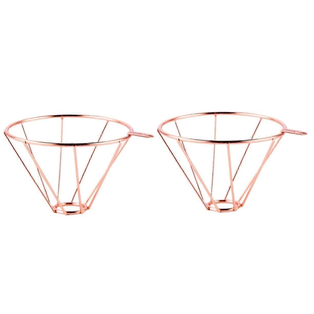 Stainless Steel Rose Gold Coffee Filter Holder Set for Travel Coffee Maker - 2 Pack, Durable and Portable Design