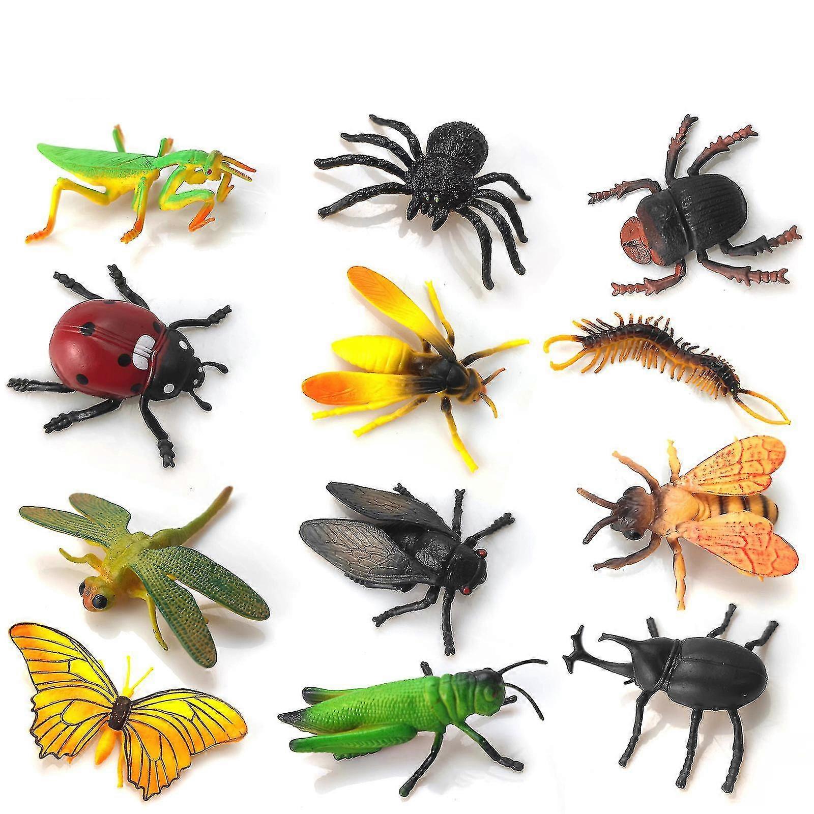 Realistic Assorted Lifelike Plastic Insect Models 12 Piece Set