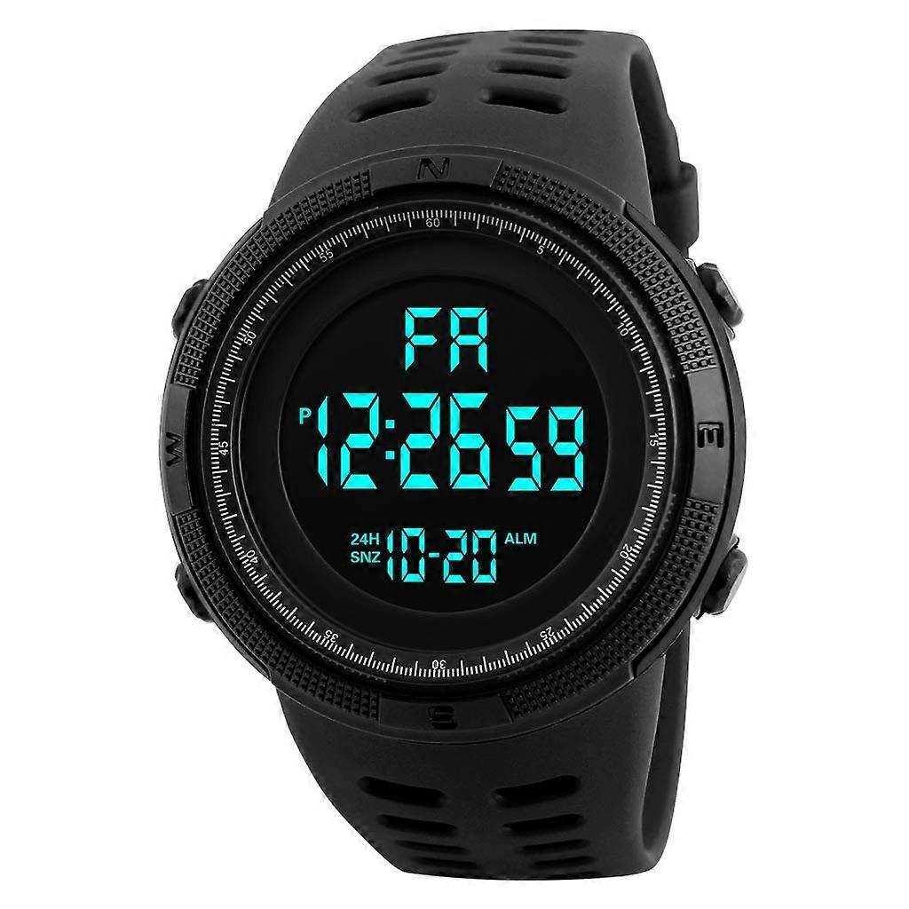 Men's Digital Sports Clock With LED Screen Military Watch Casual Style Light Off Alarm Simple Clock