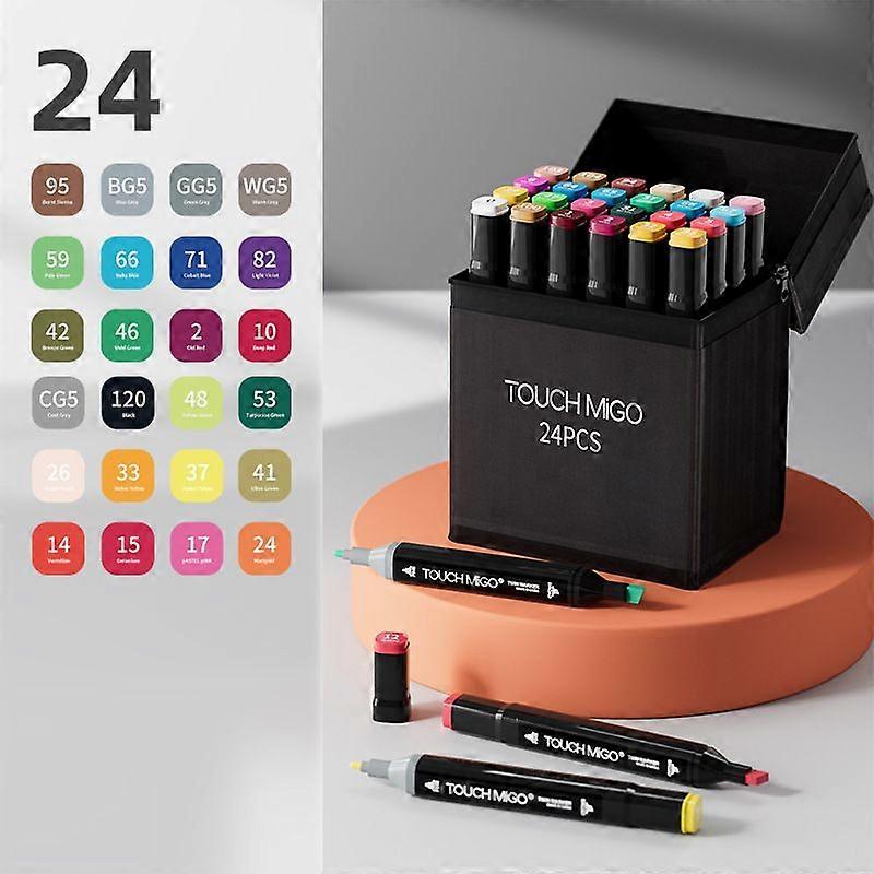 Marker pen with box colored pencil double-sided pen multi-color(24 colors)