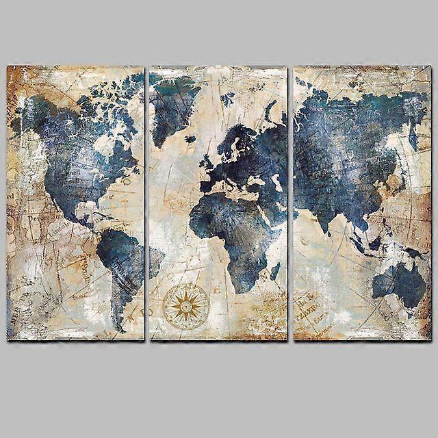 Non-woven canvas print World map 90x60 cm 3-part painting paintings wall decoration photo artistic image photography graphic nautical the wind rose