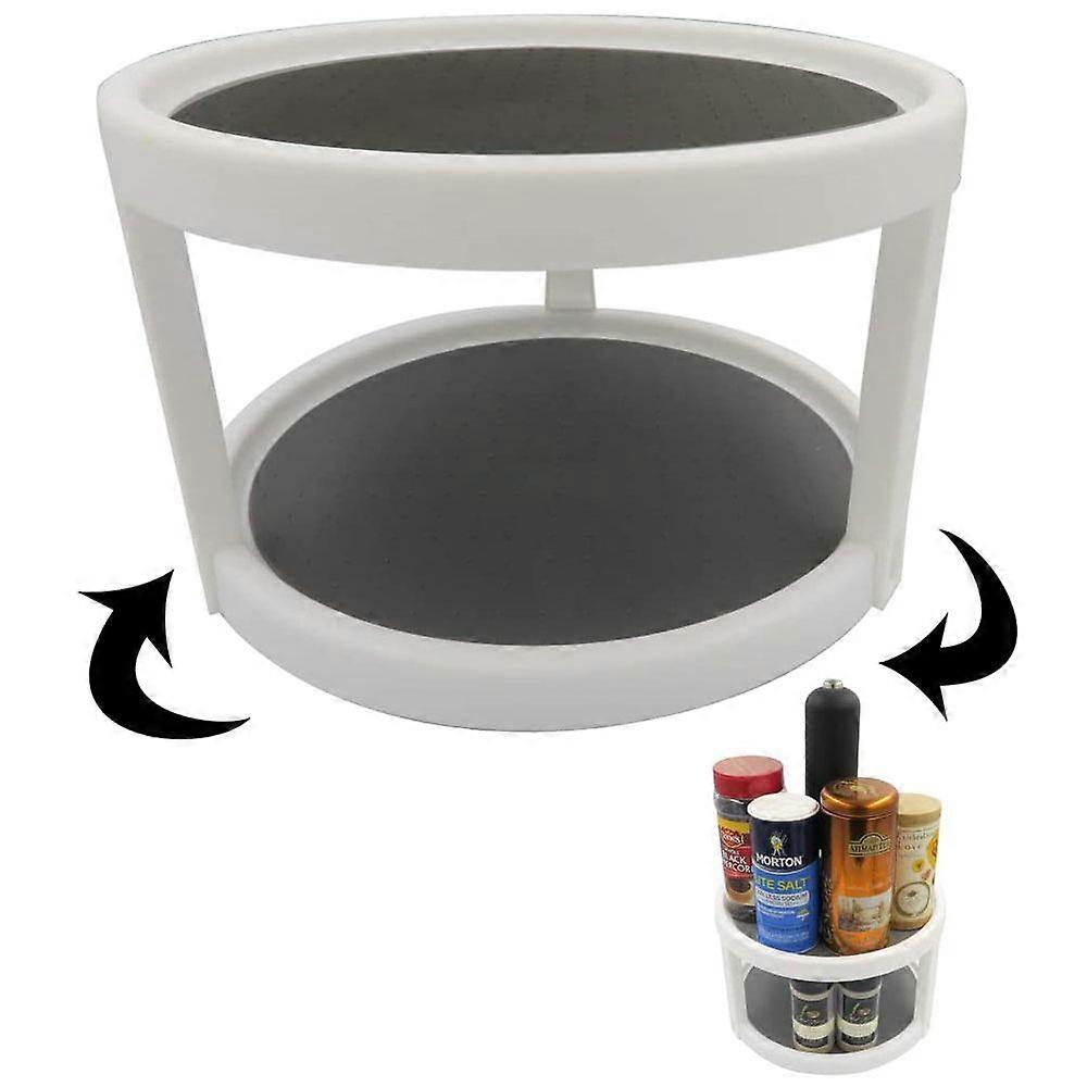 2 Tier-Non Skid-Spinning Turntable-Pantry/Cabinet/Counter
