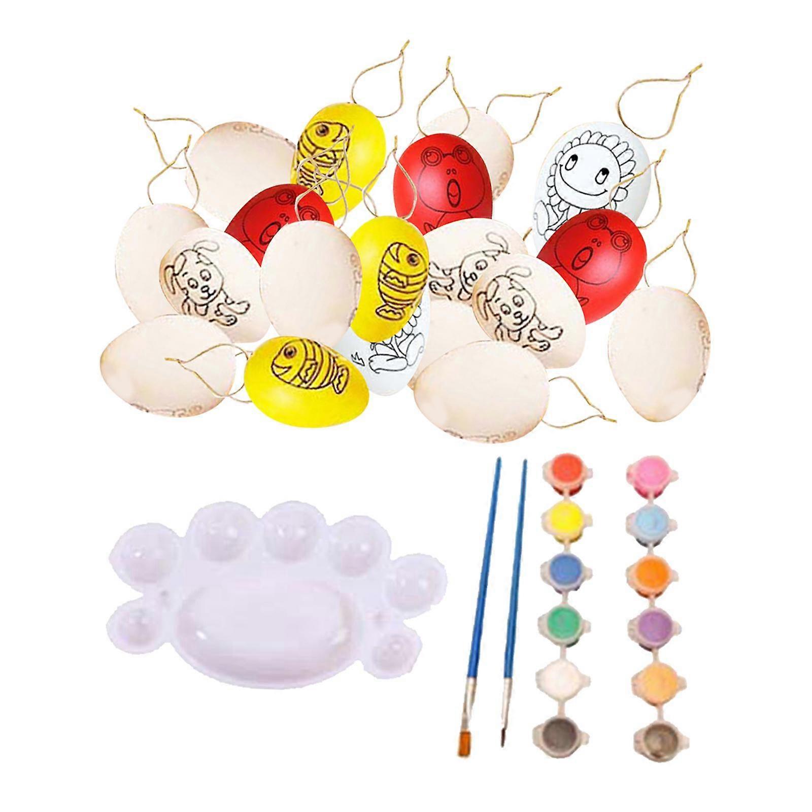 20Pcs White Easter Eggs Painting DIY Easter Egg Decorating Set with Rope,