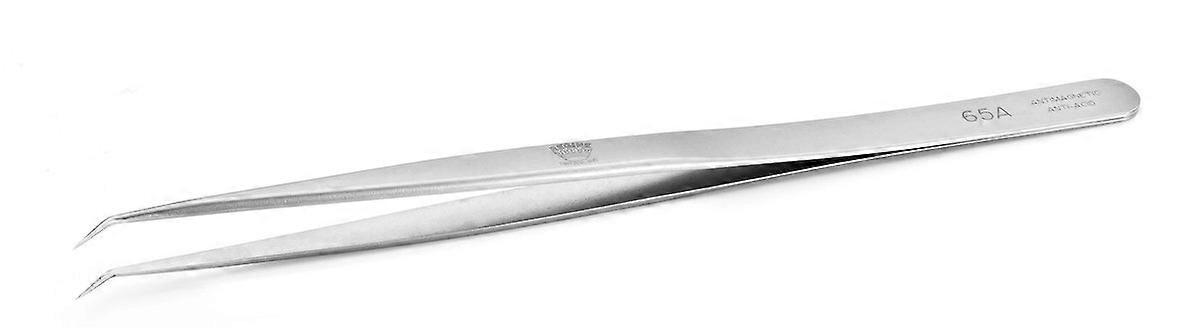 65A-SA-R Tweezer - Fine Long Narrow Points, Curved Tip, Antimagnetic Anti-Acid Steel, Swiss Made for Precision Electronics