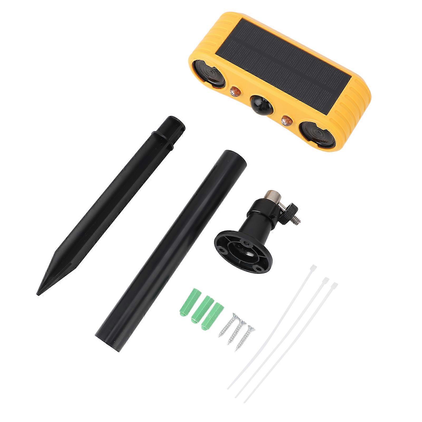 Solar Motion Sensor Alarm - 129dB Alarm, Strobe Light, 4 Modes, Outdoor Waterproof