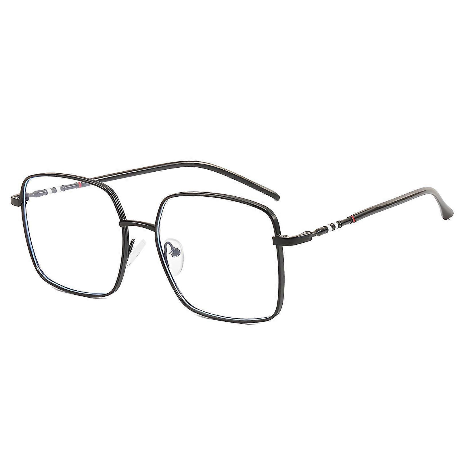 Oversized Square Metal Reading Glasses for Women and Men, Large Blue Light Blocking Computer Eyewear in Big Frame