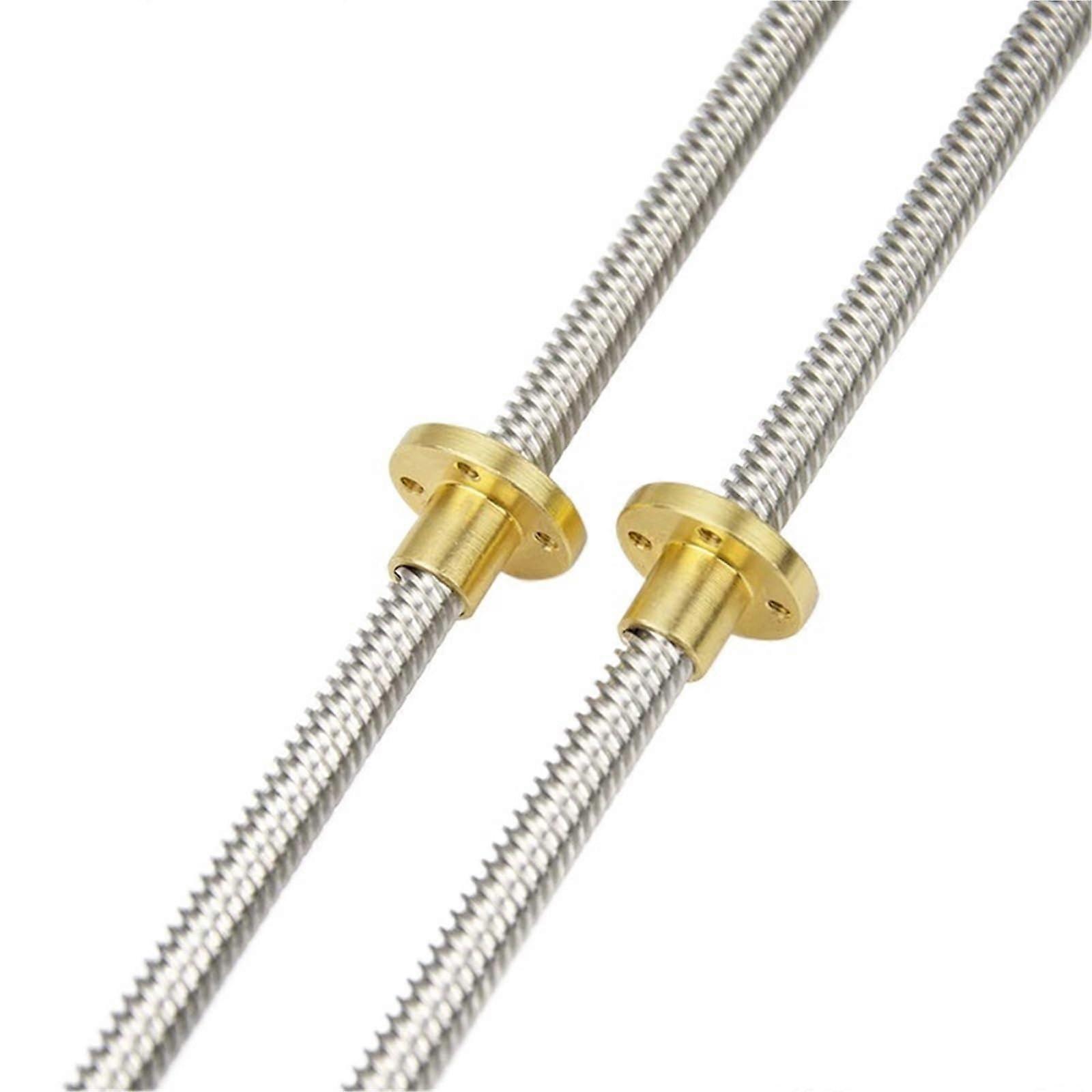 1pc 304 Stainless Steel Threaded Rod Lead Screw with T8 Brass Nut for 3D Printer Machine Z Axis Linear(Lead 2mm,500mm (2PCS))