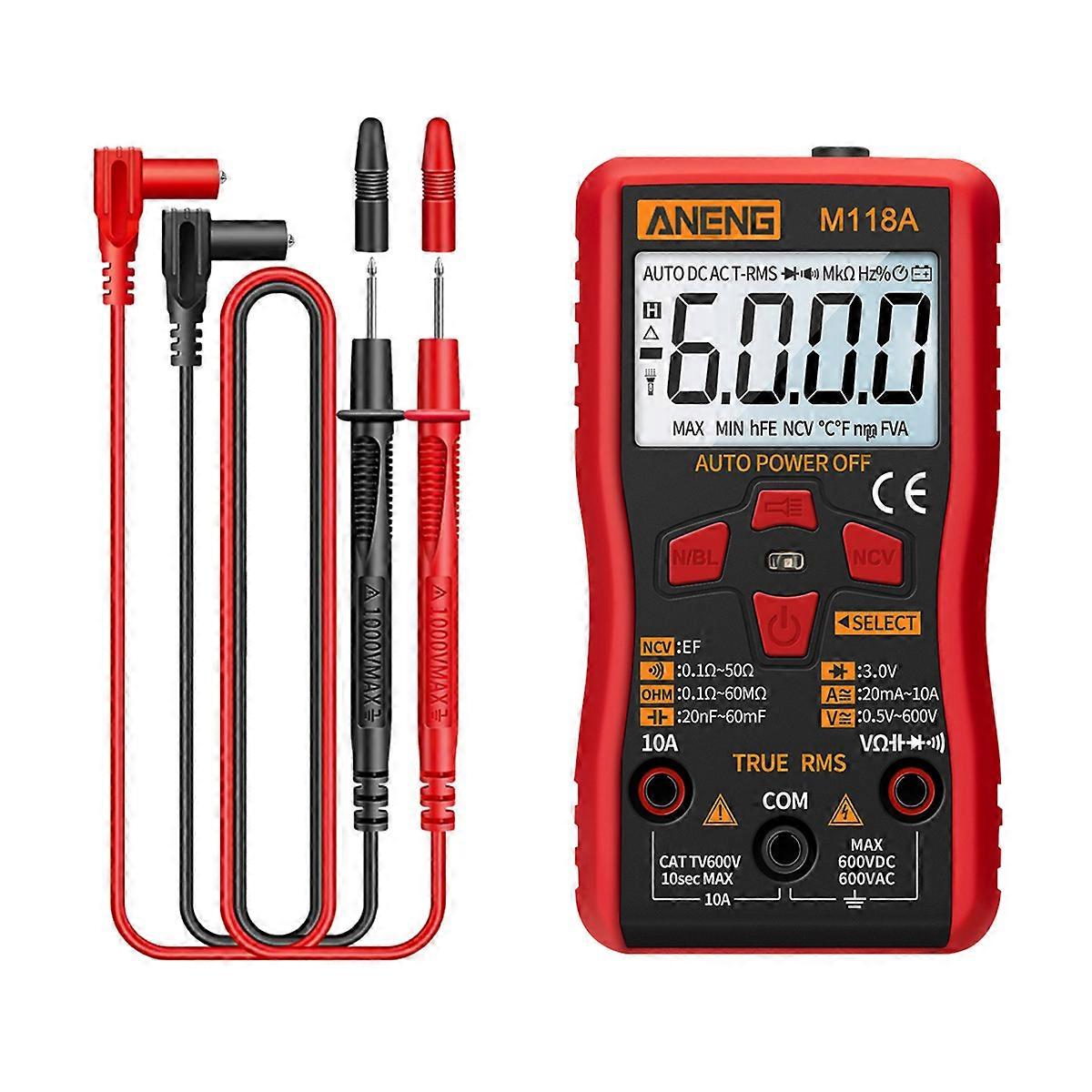 M118A Mini Digital Multimeter Automatic True RMS Tester 6000 Counts Auto-Ranging  istor Voltage Meter