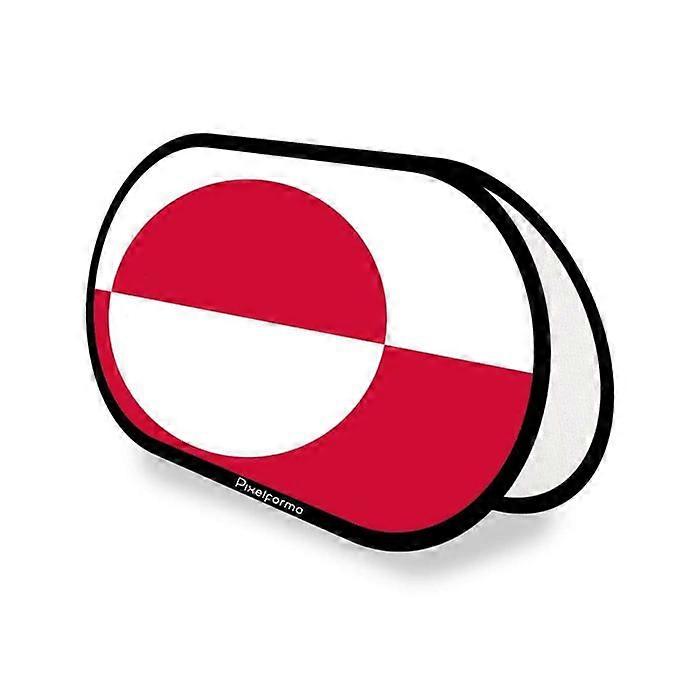 Oval Flag - Greenland - 70 x 120 cm - Polyester - Double-sided print - Foldable retractable