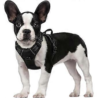 Dog Harness No Pull Pet Harness with 2 Leash Clips, Adjustable Soft Padded Pet Vest Harness, Reflective No-Choke (Black, S)
