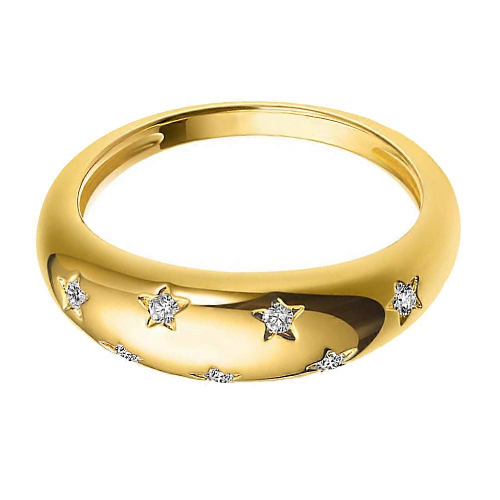 Gold Ring for Finger Decoration with Durable Copper and Zircon Material Size Adjustable