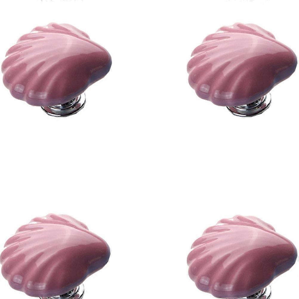 4pcs Unique Pink Ceramic Shell Drawer Knobs, Decorative Pull Handles for Cabinet, Cupboard and Drawer, Sea Style Design
