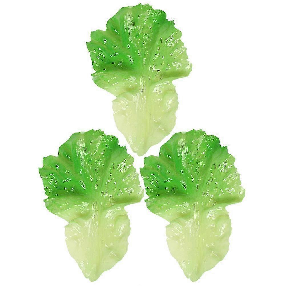 3pcs Artificial Lettuce Leaf Faux Vegetable Leaf Model Simulation Vegetable Decoration Teaching Prop