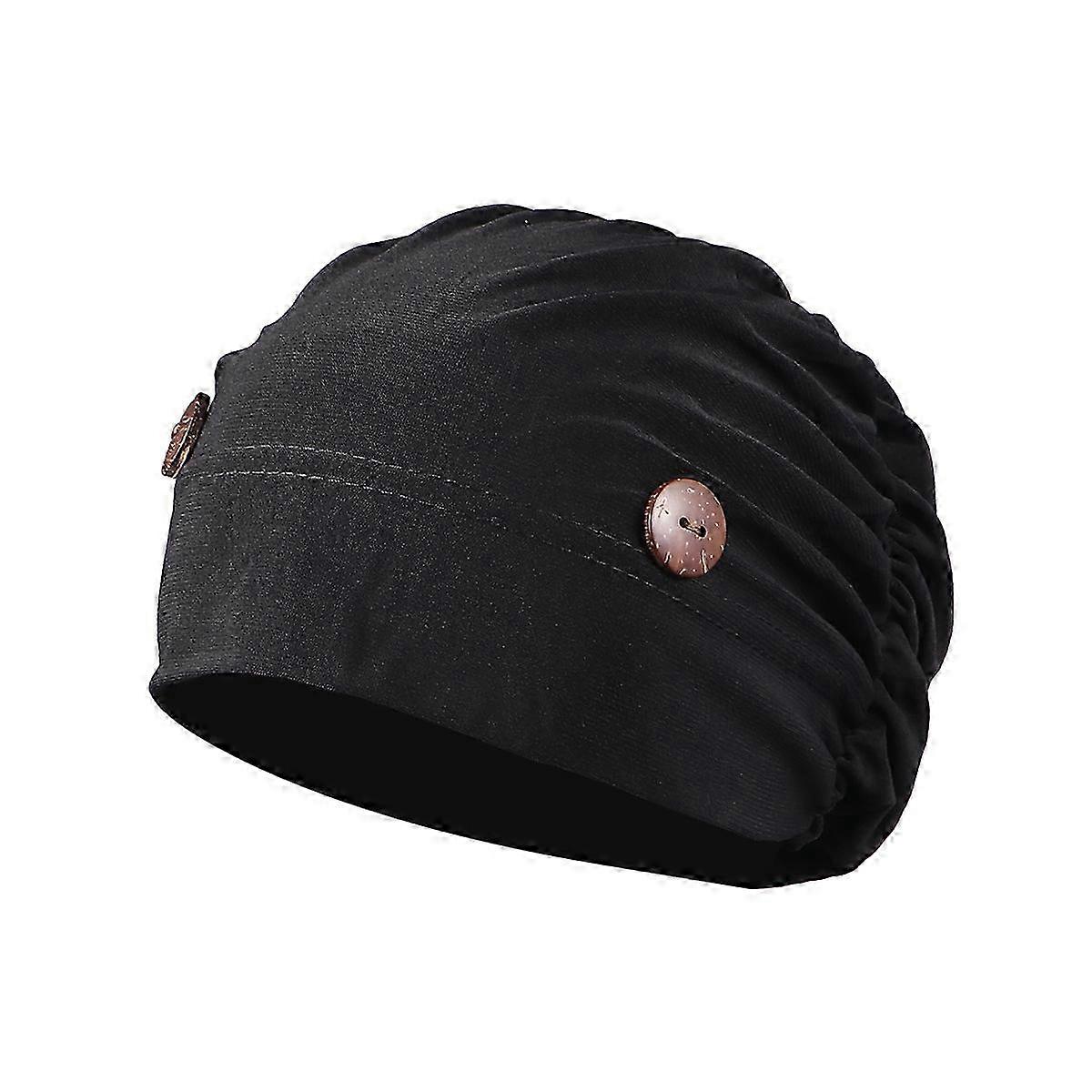 1pc Women Head Wrap Polyester Stretch Chemotherapy Sunscreen Headwrap Multifunctional Hat Black